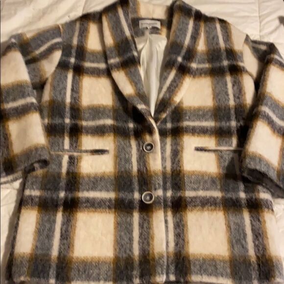 Beautiful la petite François Wool Blend Checkered Plaid Coat Size 38 Paris - Picture 6 of 16
